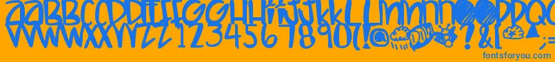 Letshaveakiki-Schriftart – Blaue Schriften auf orangefarbenem Hintergrund