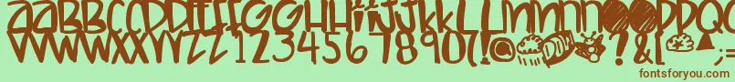 フォントLetshaveakiki – 緑の背景に茶色のフォント