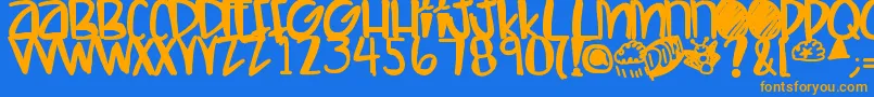 Letshaveakiki Font – Orange Fonts on Blue Background
