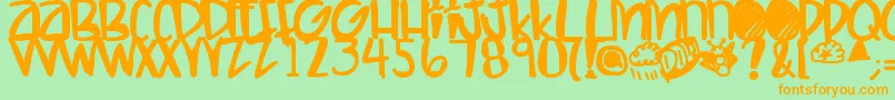 Letshaveakiki Font – Orange Fonts on Green Background