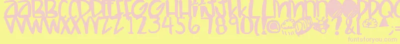 Letshaveakiki Font – Pink Fonts on Yellow Background