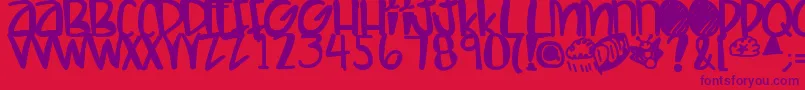 Police Letshaveakiki – polices violettes sur fond rouge
