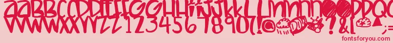 フォントLetshaveakiki – ピンクの背景に赤い文字