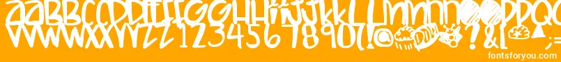フォントLetshaveakiki – オレンジの背景に白い文字