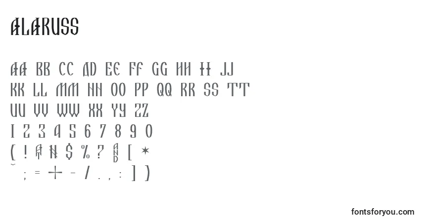 Czcionka ALaRuss – alfabet, cyfry, specjalne znaki