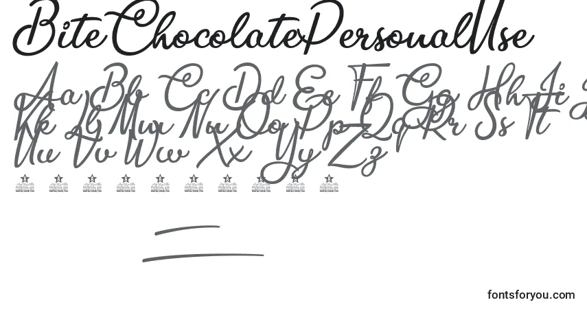 Schriftart BiteChocolatePersonalUse – Alphabet, Zahlen, spezielle Symbole