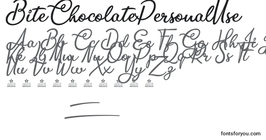 BiteChocolatePersonalUseフォント–アルファベット、数字、特殊文字