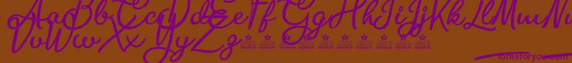 BiteChocolatePersonalUse-Schriftart – Violette Schriften auf braunem Hintergrund