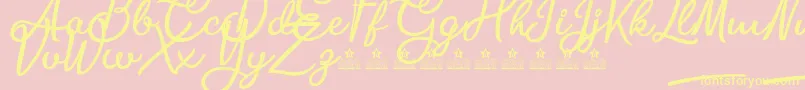 BiteChocolatePersonalUse-Schriftart – Gelbe Schriften auf rosa Hintergrund