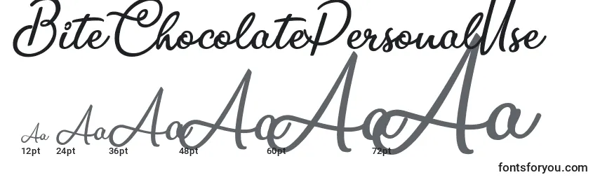 Größen der Schriftart BiteChocolatePersonalUse