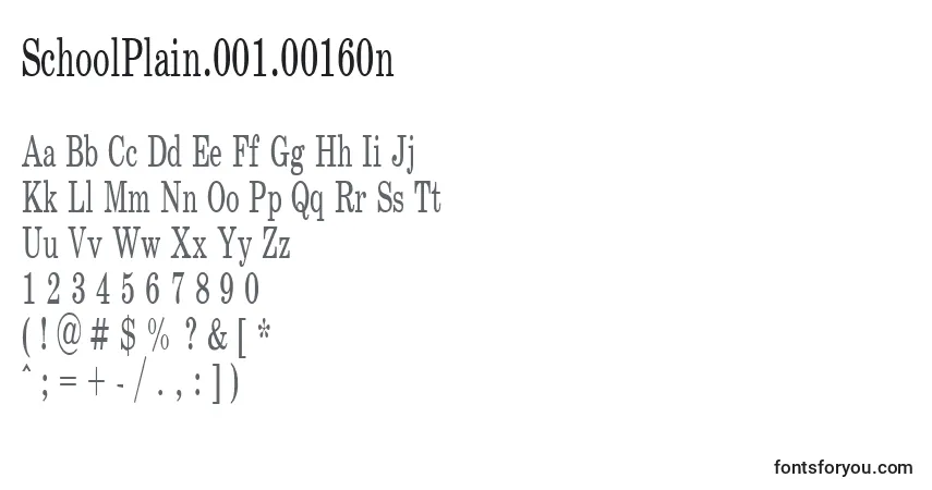 A fonte SchoolPlain.001.00160n – alfabeto, números, caracteres especiais