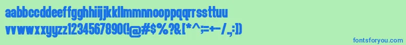 フォントHeadthinker1.001 – 青い文字は緑の背景です。