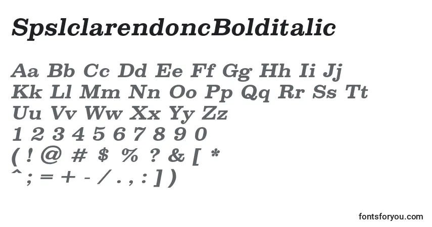 Czcionka SpslclarendoncBolditalic – alfabet, cyfry, specjalne znaki