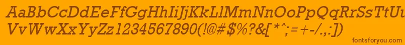 フォントRockneyItalic – オレンジの背景に茶色のフォント