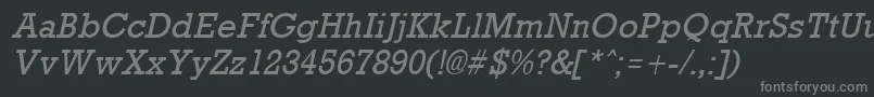 Fonte RockneyItalic – fontes cinzas em um fundo preto