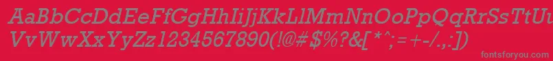 RockneyItalic-fontti – harmaat kirjasimet punaisella taustalla