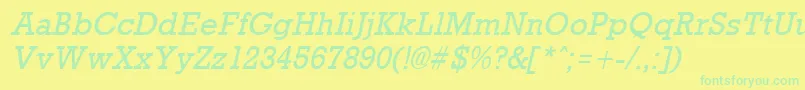 RockneyItalic Font – Green Fonts on Yellow Background