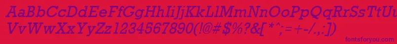 Police RockneyItalic – polices violettes sur fond rouge