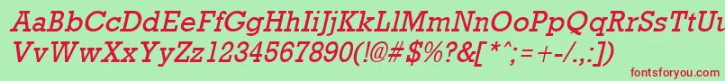 RockneyItalic Font – Red Fonts on Green Background