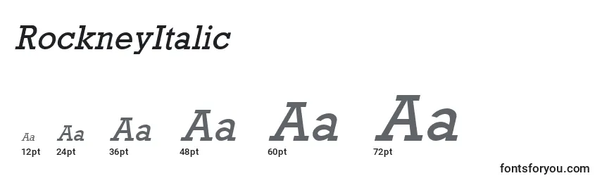 Размеры шрифта RockneyItalic