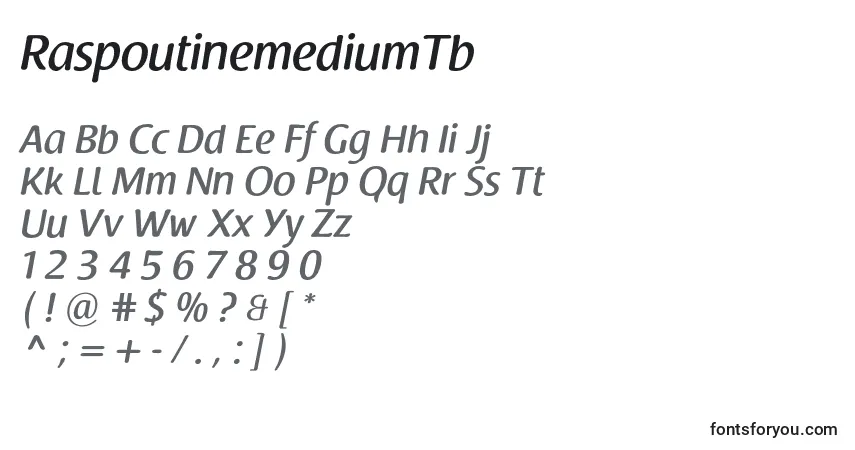 RaspoutinemediumTb-fontti – aakkoset, numerot, erikoismerkit