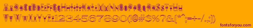 Pees Celtic Outline Font – Purple Fonts on Orange Background