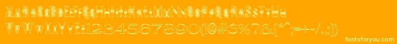 Pees Celtic Outline Font – Yellow Fonts on Orange Background