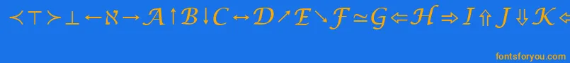 フォントLucidaBrightMathSymbol – オレンジ色の文字が青い背景にあります。