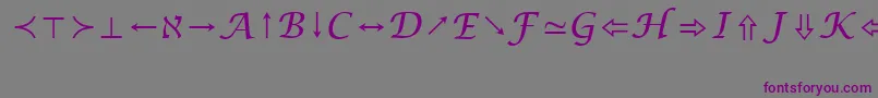 LucidaBrightMathSymbol-fontti – violetit fontit harmaalla taustalla