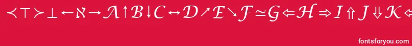 LucidaBrightMathSymbol-Schriftart – Weiße Schriften auf rotem Hintergrund