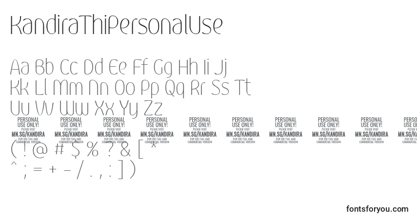 Schriftart KandiraThiPersonalUse – Alphabet, Zahlen, spezielle Symbole