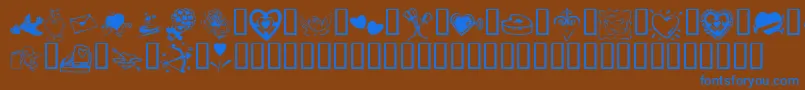 KrValentine2003 Font – Blue Fonts on Brown Background