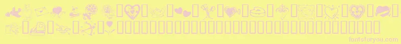 KrValentine2003-Schriftart – Rosa Schriften auf gelbem Hintergrund