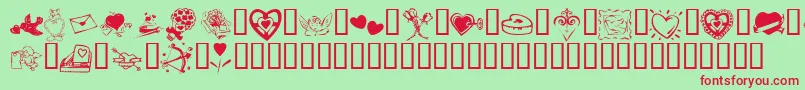 フォントKrValentine2003 – 赤い文字の緑の背景