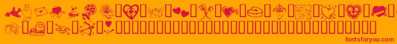 Fonte KrValentine2003 – fontes vermelhas em um fundo laranja