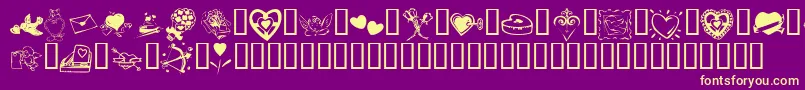 KrValentine2003 Font – Yellow Fonts on Purple Background