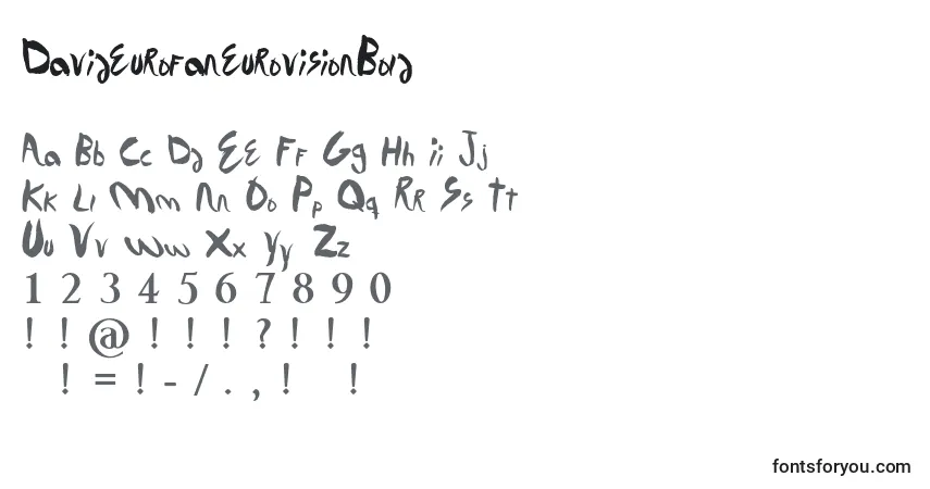 A fonte DavideurofaneurovisionBold – alfabeto, números, caracteres especiais