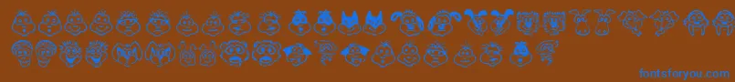 KimsToons Font – Blue Fonts on Brown Background