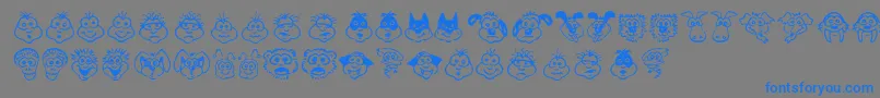 KimsToons-Schriftart – Blaue Schriften auf grauem Hintergrund