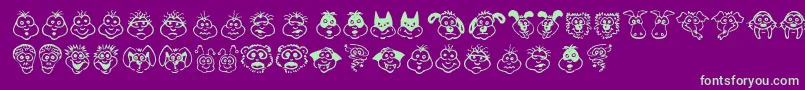 KimsToons Font – Green Fonts on Purple Background