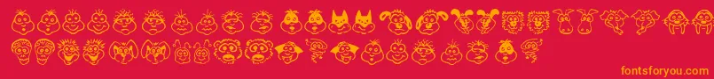フォントKimsToons – 赤い背景にオレンジの文字