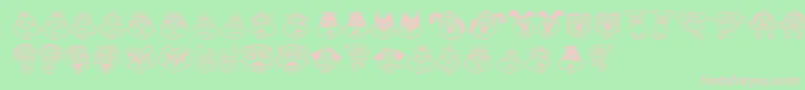KimsToons-Schriftart – Rosa Schriften auf grünem Hintergrund