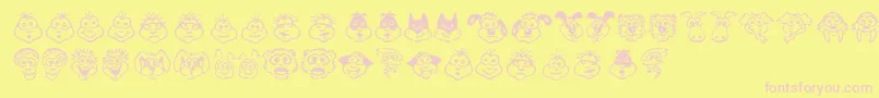 KimsToons Font – Pink Fonts on Yellow Background