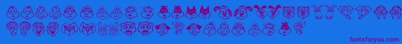 KimsToons Font – Purple Fonts on Blue Background