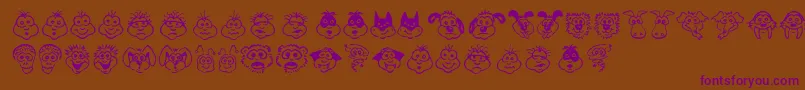 KimsToons Font – Purple Fonts on Brown Background