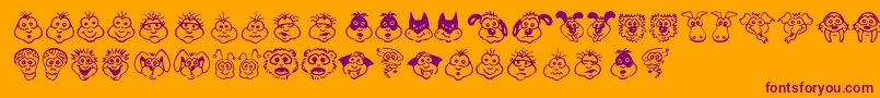 KimsToons Font – Purple Fonts on Orange Background