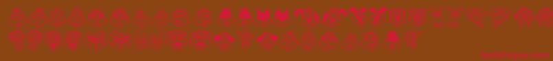 KimsToons Font – Red Fonts on Brown Background