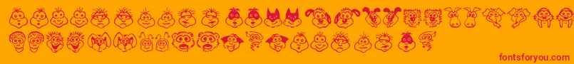 Police KimsToons – polices rouges sur fond orange