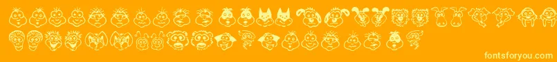 KimsToons Font – Yellow Fonts on Orange Background