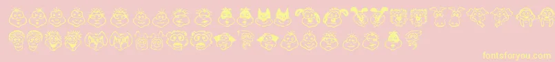 KimsToons-Schriftart – Gelbe Schriften auf rosa Hintergrund